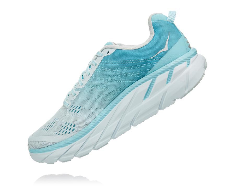 Hoka One One Walking Shoes Womens Blue/White - Clifton 6 - 26573VFOQ